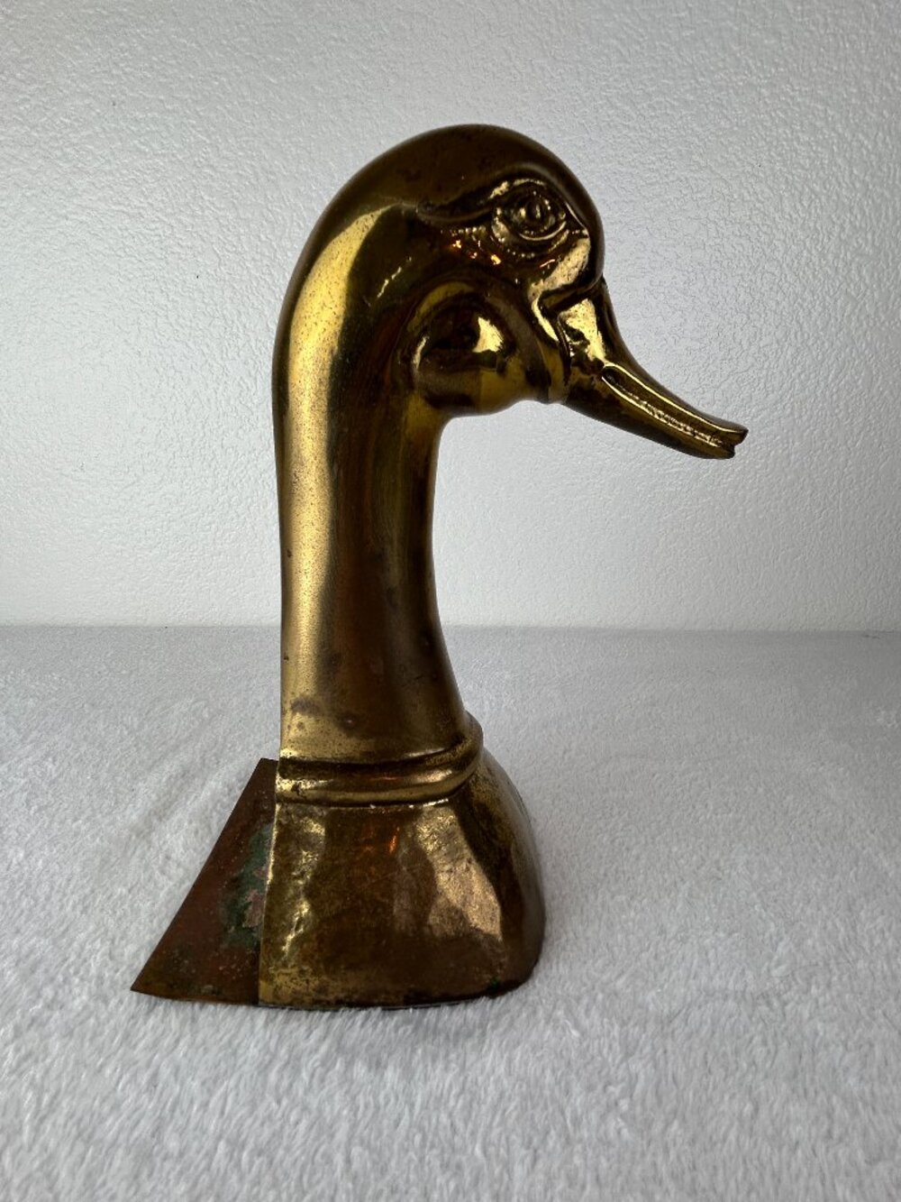 Large Brass Mallard Duck Head Bookends single piece by Sarreid Spain, 10"H